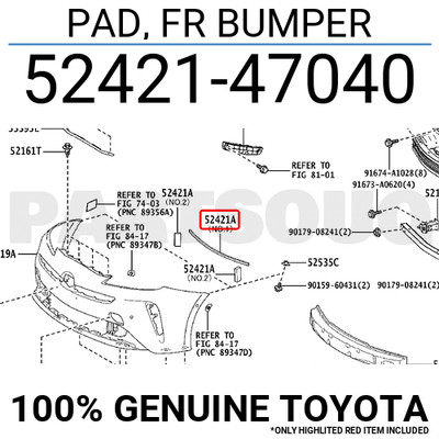 5242147040 Genuine Toyota PAD, FR BUMPER 52421-47040 | eBay