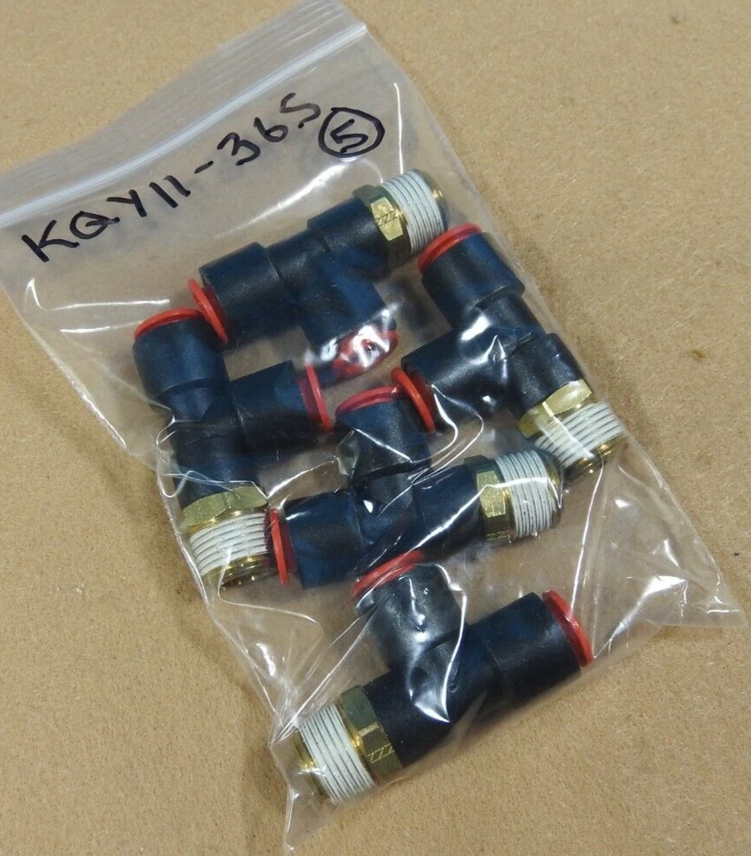 3/8" Tube x 3/8" NPT Run Tee, SMC KQY11-36S  (KQ2Y11-36S) - Lot of 5 New - Image 2 of 3