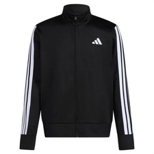 Adidas Boy's Tricot 3 Stripe Full Zip Track Jacket Black Medium 10-12 NWT