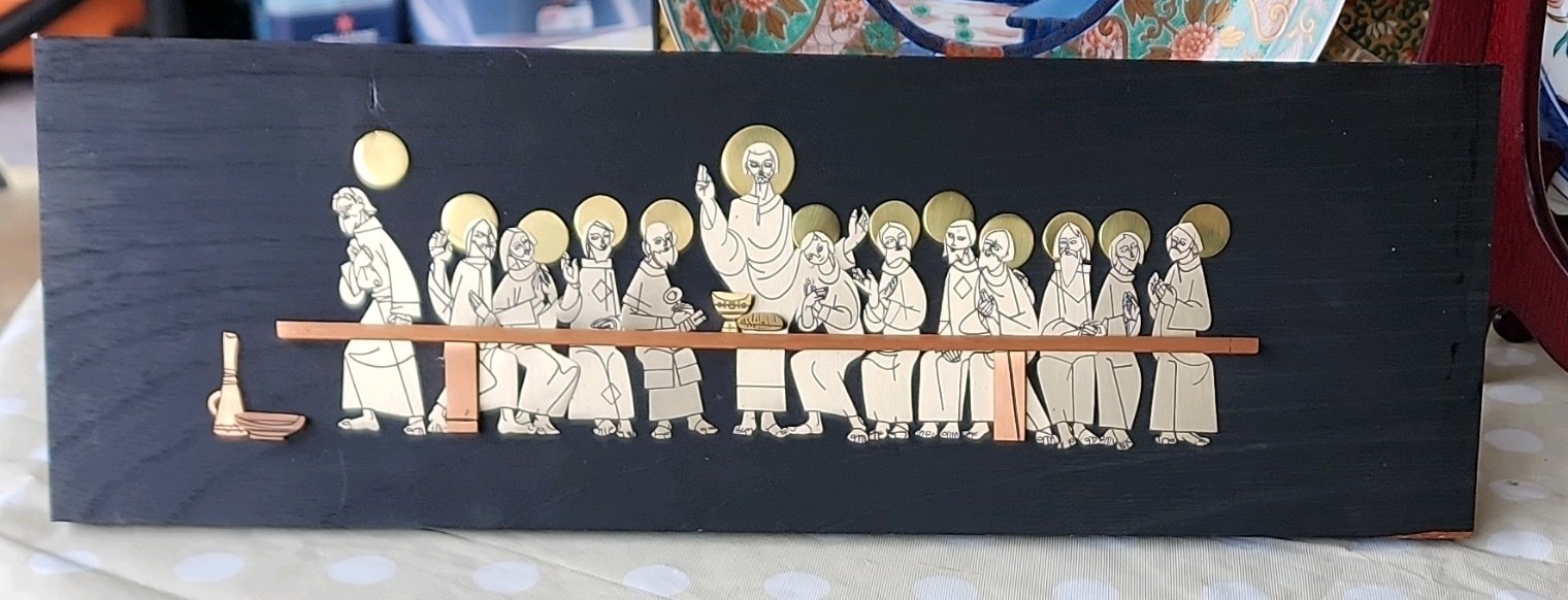 Christian Last Supper Black and Gold Wall Plaque Religious Decor