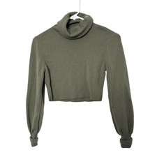 Aritzia Wilfred Rebecca Sweater Turtleneck Crop Top Size XS Green Olive AS IS
