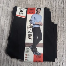 Copper & Oak Men's Tech Pant Color Black Size 34x30