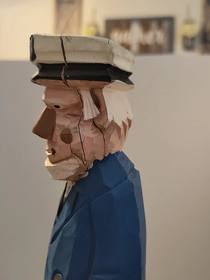 Vintage 12" Hand Carved Wooden Sea Captain Nautical - Image 4 of 4