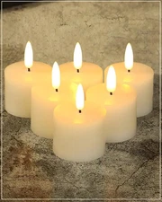 2x1.5 Inch Waxy White Flameless Votive Candles Remote Timer LED Battery Decor