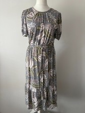 M &Co Leaf Print Stretch Jersey Short Sleeve Dress 12 NWT