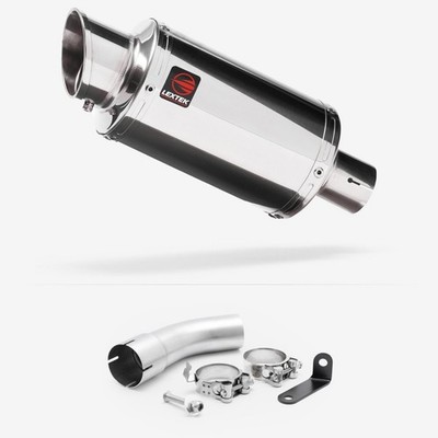 Motorrad Lextek Edelstahl poliert YP4 200mm mit Verbindungsrohr (EXLPV4115)