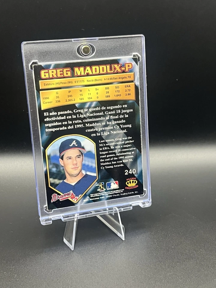 Pacific Crown 1997 patio Greg Maddux #240 plata SSP solo 67 copias hechas Foto 2 de 2