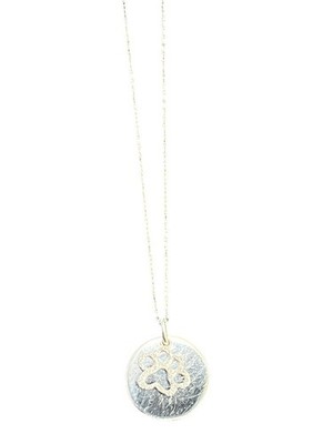 Tender Voices Diamond Accent Engravable Paw Print Pendant Sterling Silver ASPCA