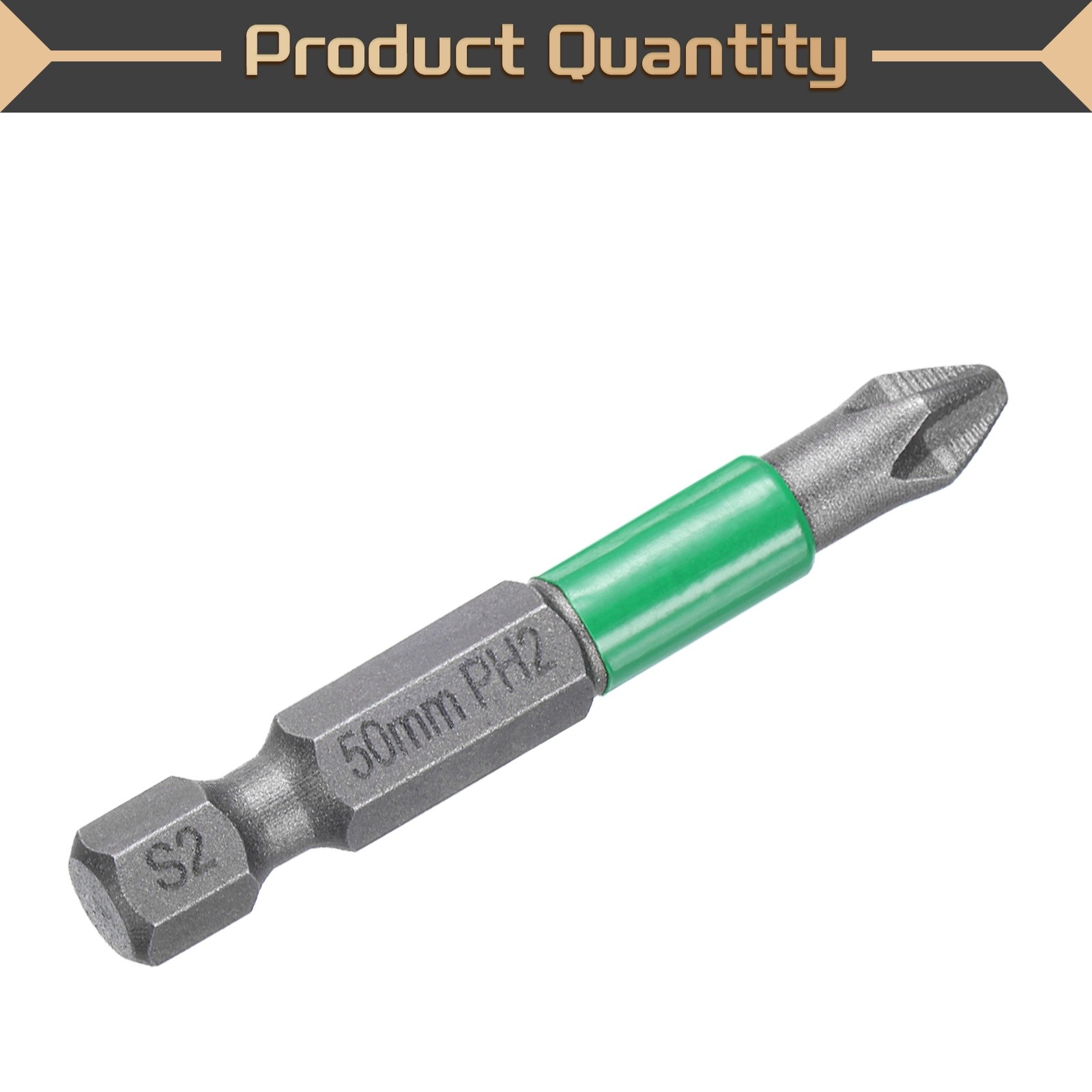 PH2 Phillips Screwdrivers Bit 1/4" Hex Shank 2" Long Magnetic Green