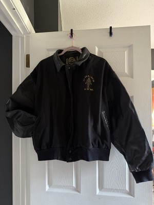 Gold Gym Leather Letterman Black And Gold Style Jacket 30th Anniversary