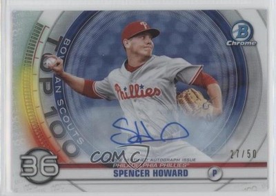 2020 Bowman Scouts Top 100 Chrome Auto 27/50 Spencer Howard #BTP-36 Auto s7f