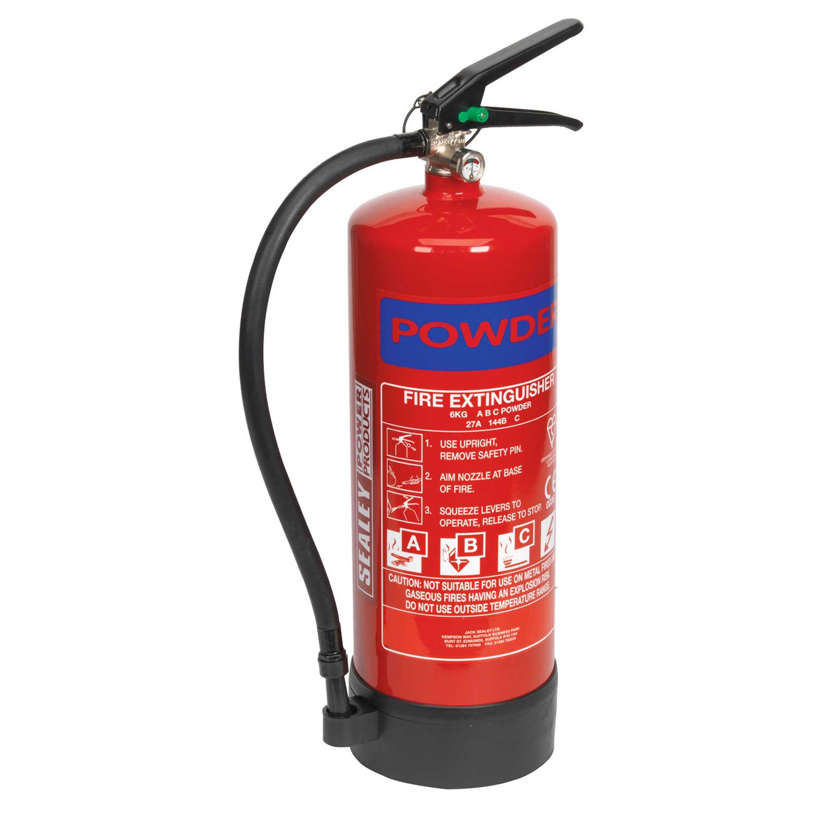 Sealey 6kg Dry Powder Refillable Fire Extinguisher - (SDPE06)