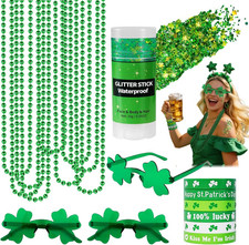 19PCS St Patricks Day Accessories Party Favor Set  Shamrock Green Face  Body G