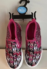 Disney Minnie Mouse Slip On Canvas Sneakers Girls Size 1 Pink Shimmer Beach Dock