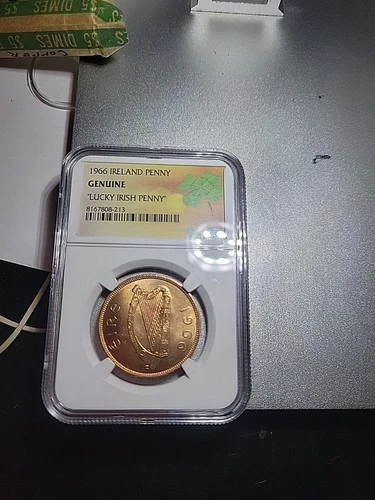 NGC 1966 Ireland Penny. GENUINE DESIGNATION.  "Lucky Irish Penny" BU!