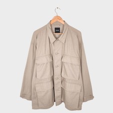 BEAMS Men's Taupe Linen/Cotton Oversized Fit Safari Jungle Jacket - Size L