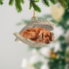 Personalize Cocker Spaniel Dog Sleeping Ornament, Dog Angel Wings Ornament Lover