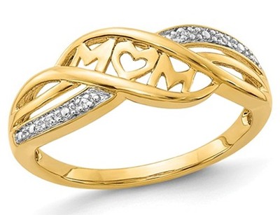 14K Yellow Gold Polished MOM Ring