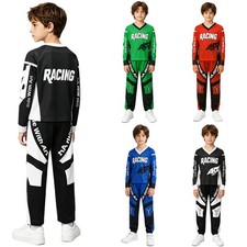 Boys Suit Off-roading Outfit Elastic Waistband Set V-neck Stylish Sports Riding