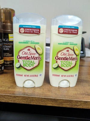 2 Pk Old Spice GentleMan's Total Body Deodorant Cucumber Avocado 3 Oz