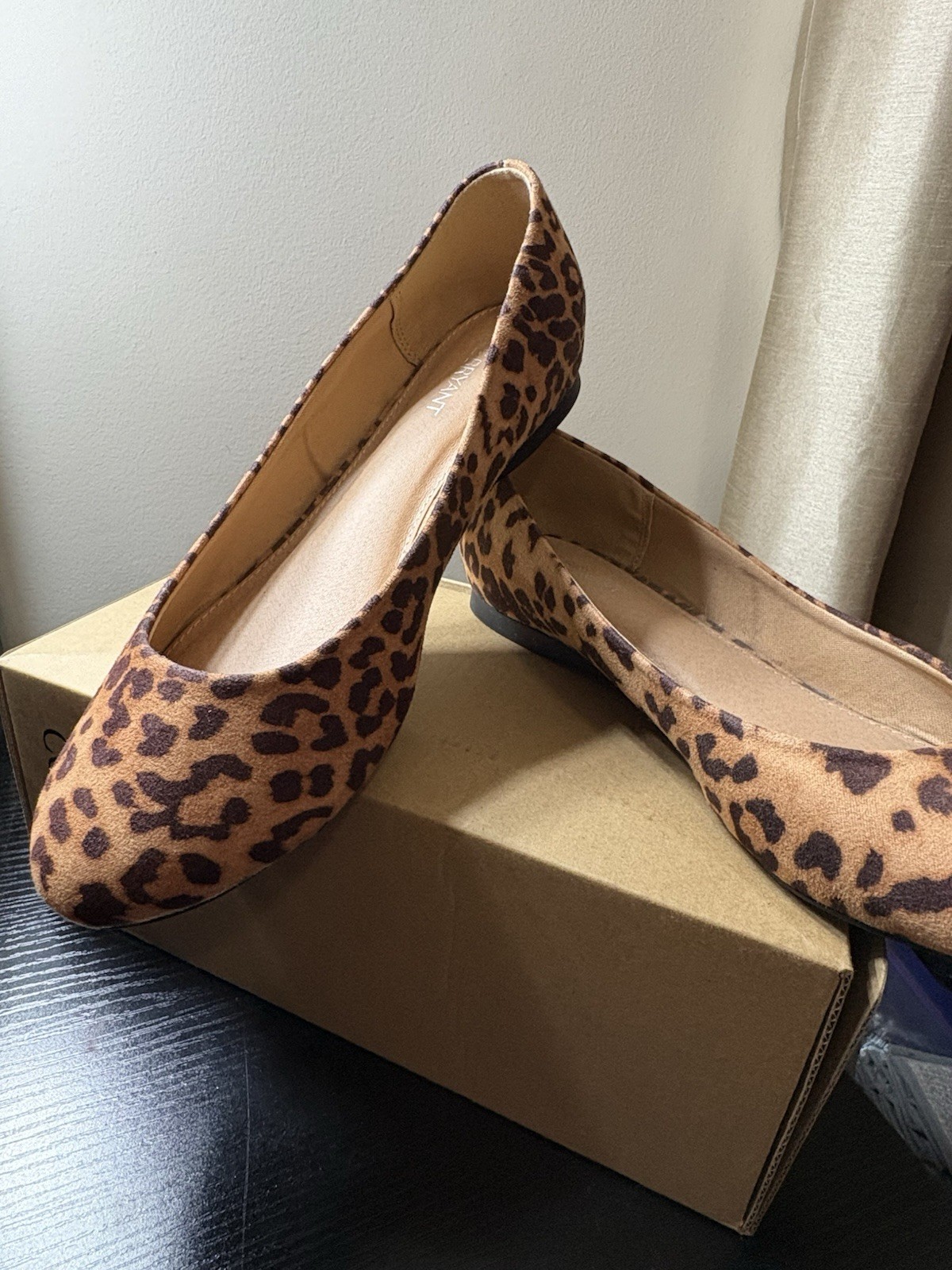 Lane Bryant Women’s Leopard Animal Print Faux Suede Ballet Flats Slip-On US 9 W