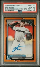AIDEN MAY 2024 BOWMAN CHROME ORANGE AUTO REFRACTOR PSA 10