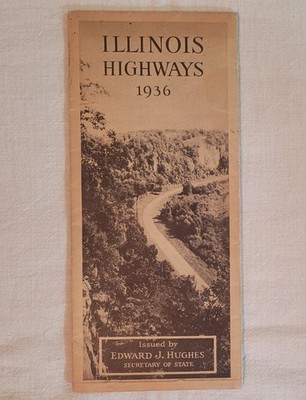 Vintage 1936 Illinois Highways Road Map Edward J. Hughes Secretary of State