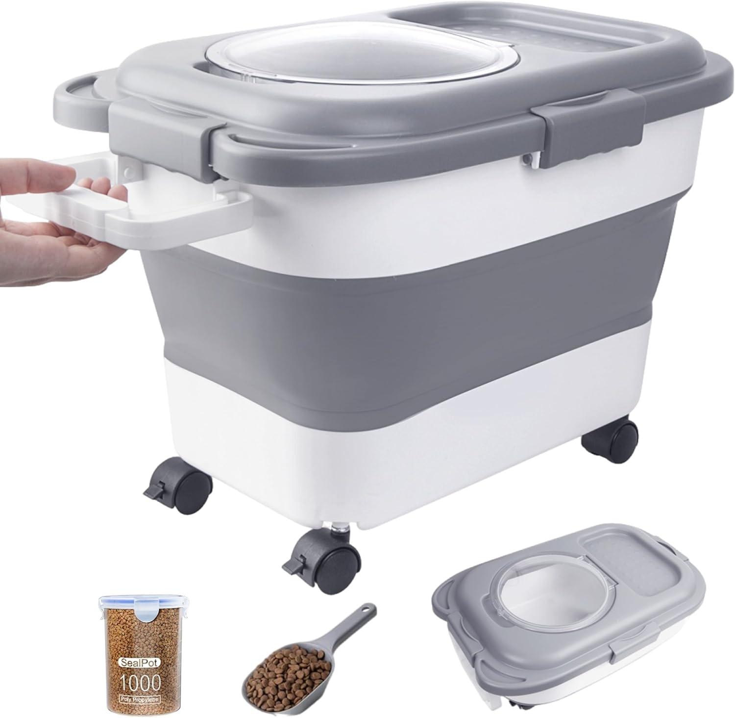 Storage Container, Collapsible Dog Food Container With Airtig