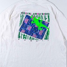Vintage Gecko Hawaii T-Shirt XL 90s Tropical Jungle Neon Graphic Surf Tee VTG