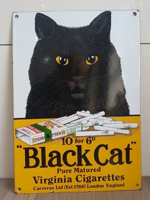 Vintage Dodo Designs Black Cat Zigaretten Emailschild