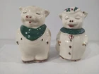 Shawnee Kitschy Pottery Pig Salt & Pepper Shakers 3" T Vintage 1940-1950