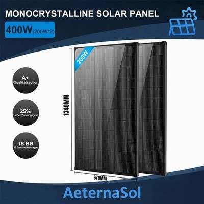 400 Watt (200W*2) Solarpanel 12V Solarmodul  Monokristallin Wohnmobil 0% MwSt