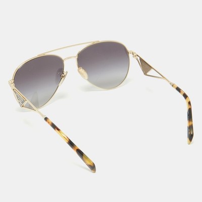 Prada Black/Gold SPR 73Z Triangle Logo Aviator Sunglasses | eBay