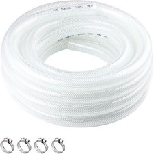 High Pressure Braided Clear Flexible PVC Tubing 3/4 ID x 1 OD - 25 Ft Heavy Duty
