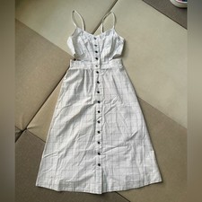 Madewell Windowpane Cutoff Cotton Mididress