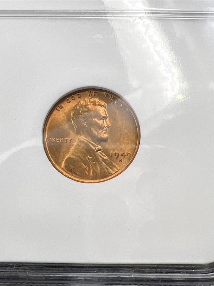 1949 S 1c Lincoln Wheat Cent Penny Coin NGC MS67 RD Gem BU #025 - Image 2 of 4
