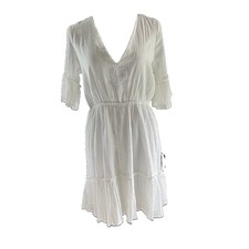 NWT Lulus Sunshine Daydream White Short Sleeve Cutout Mini Dress Women's Large