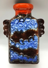 West German Vase Dumler Breiden Domino Vtg 70s Fat Lava Orange Blue 613 22 Rare