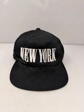 Vintage Youngan New York Black SnapBack Hat Rare 90s Cap Script One Size