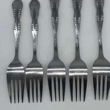 Set Of 5 Forks Rogers Co. Stainess Dream Rose/Rose Bud Korea EUC