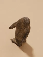 Vintage Soapstone Penguin Figurine Hand Carved Stone Primitive Folk Art Statue