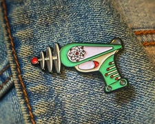 Atomic Blaster Soft Enamel Pin, Glow In The Dark, Atomic Age, Ray Gun