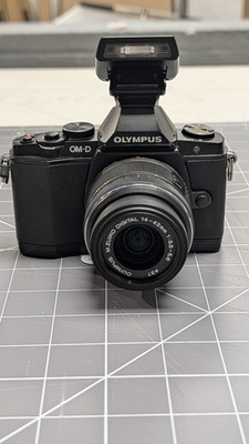 Olympus OM-D E-M5 Camera Body with 14-42 Lens, Flash and Battery Black
