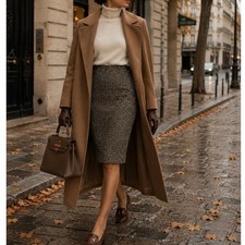 Vintage Valentino Miss V Italian Wool Mohair Tweed Pencil Skirt Quiet Luxury 6