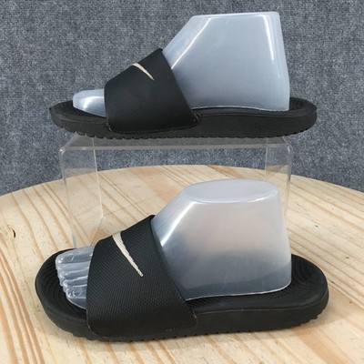 Nike Kawa Sandals Youth 1 Boys Casual Slip On Comfort Flat Slide Black Leather