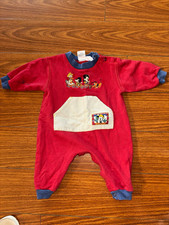 90s Rare Vintage Baby Mickey  Co Disney Mickey Mouse Fleece Coverall one piece