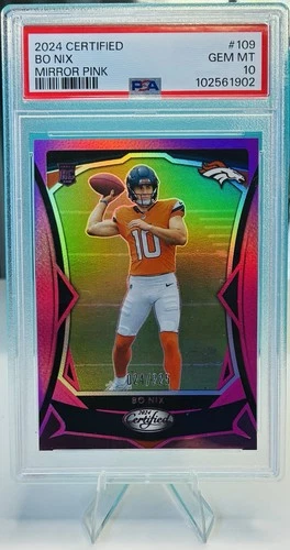 2024 Panini Certified Bo Nix Mirror Pink /225 RC Rookie PSA 10 Broncos