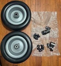 2-Pack 13x5.00-6 Flat Free Lawn Mower Tires with Rim, Bearings, Bushings