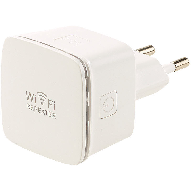 7links Mini-WLAN-Repeater WLR-350.sm mit Access-Point WPS-Knopf, 300 Mbits