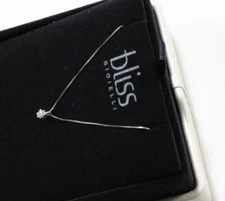 BLISS GIOIELLI DIAMANTE 18K WHITE GOLD .08CTW DIAMOND SOLITAIRE NECKLACE PENDANT